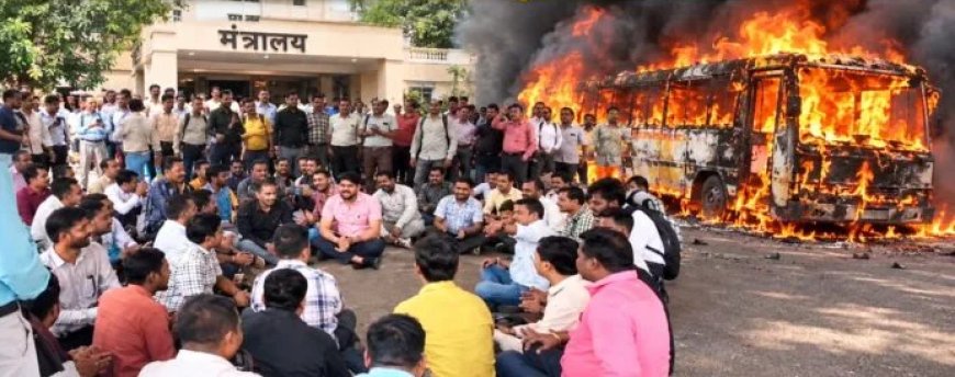 नया रायपुर में मंत्रालय स्टाफ बस में लगी आग: