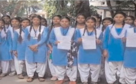मल्हार स्कूल की छात्राओं का कलेक्ट्रेट में प्रदर्शन: फीस वसूली, एक्सपायर्ड पैड और प्राचार्य के व्यवहार पर उठाए सवाल;
