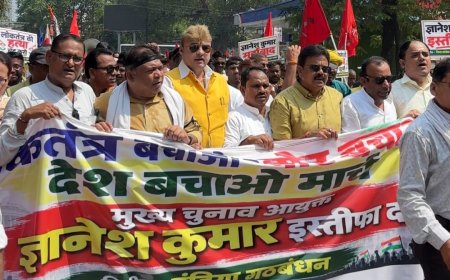 लोकतंत्र बचाओ मार्च में बेलतरा-बिलासपुर से सैकड़ों कांग्रेसजन हुए शामिल