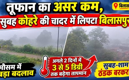 तूफान का असर कम, सुबह कोहरे की चादर में लिपटा बिलासपुर