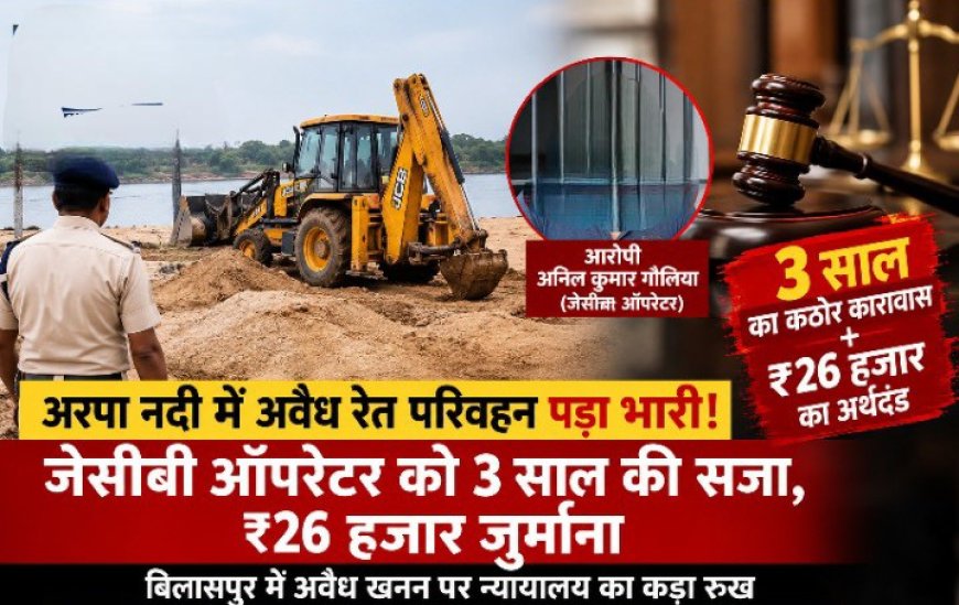 अवैध रेत परिवहन पड़ा भारी! जेसीबी ऑपरेटर को 3 साल की सजा, ₹26 हजार जुर्माना